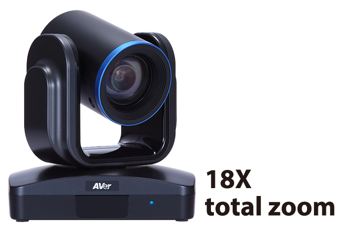 The AVer EVC150 has an 18X zoom PTZ camera