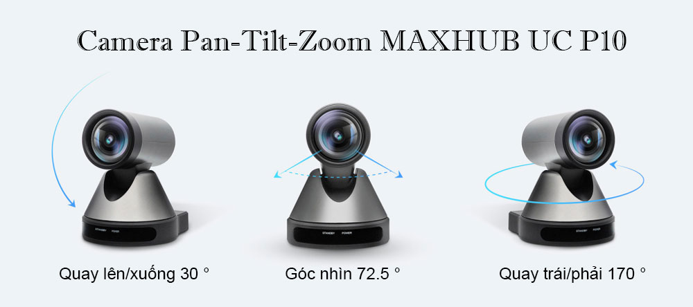 Camera PTZ MAXHUB UC P10 xoay ngang, dọc, trái phải dễ dàng
